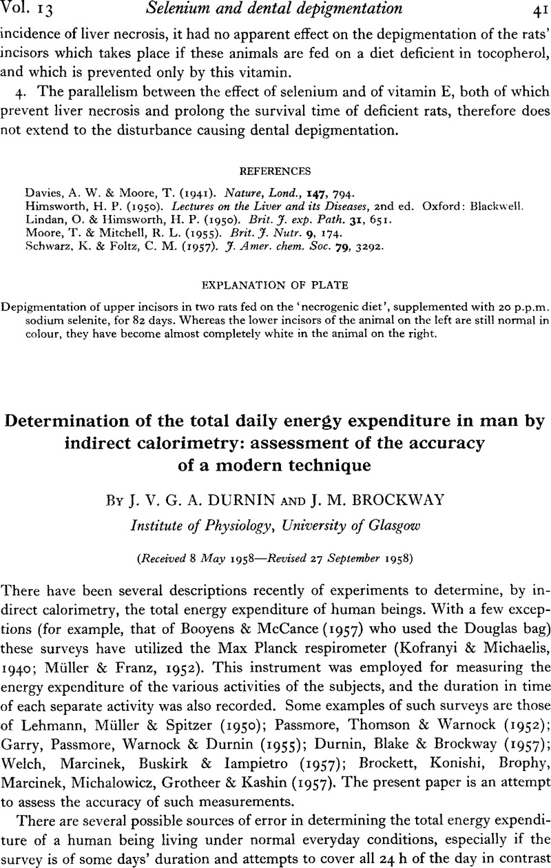 Determination Of The Total Daily Energy Expenditure In Man By Indirect Calorimetry Assessment Of The Accuracy Of A Modern Technique British Journal Of Nutrition Cambridge Core