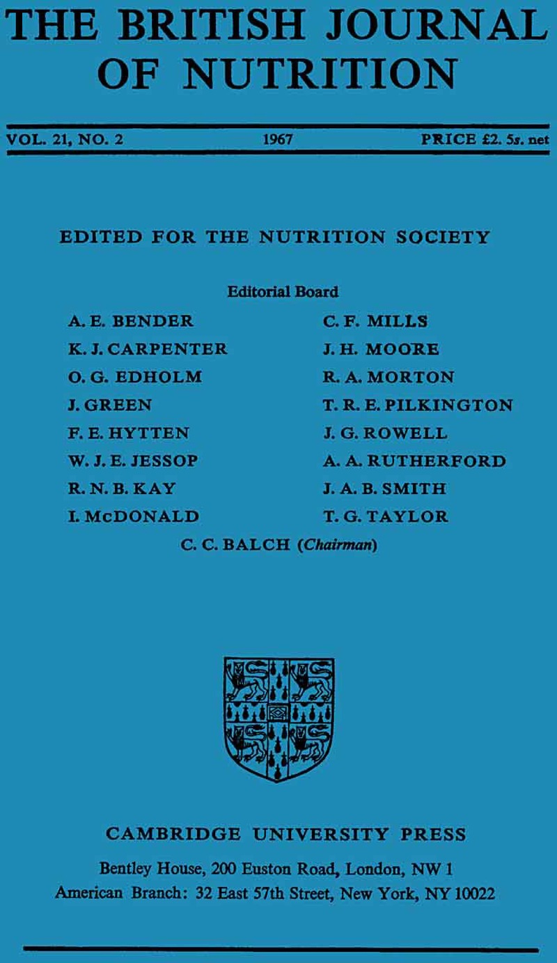 Bjn Volume 21 Issue 2 Cover And Front Matter British Journal Of Nutrition Cambridge Core
