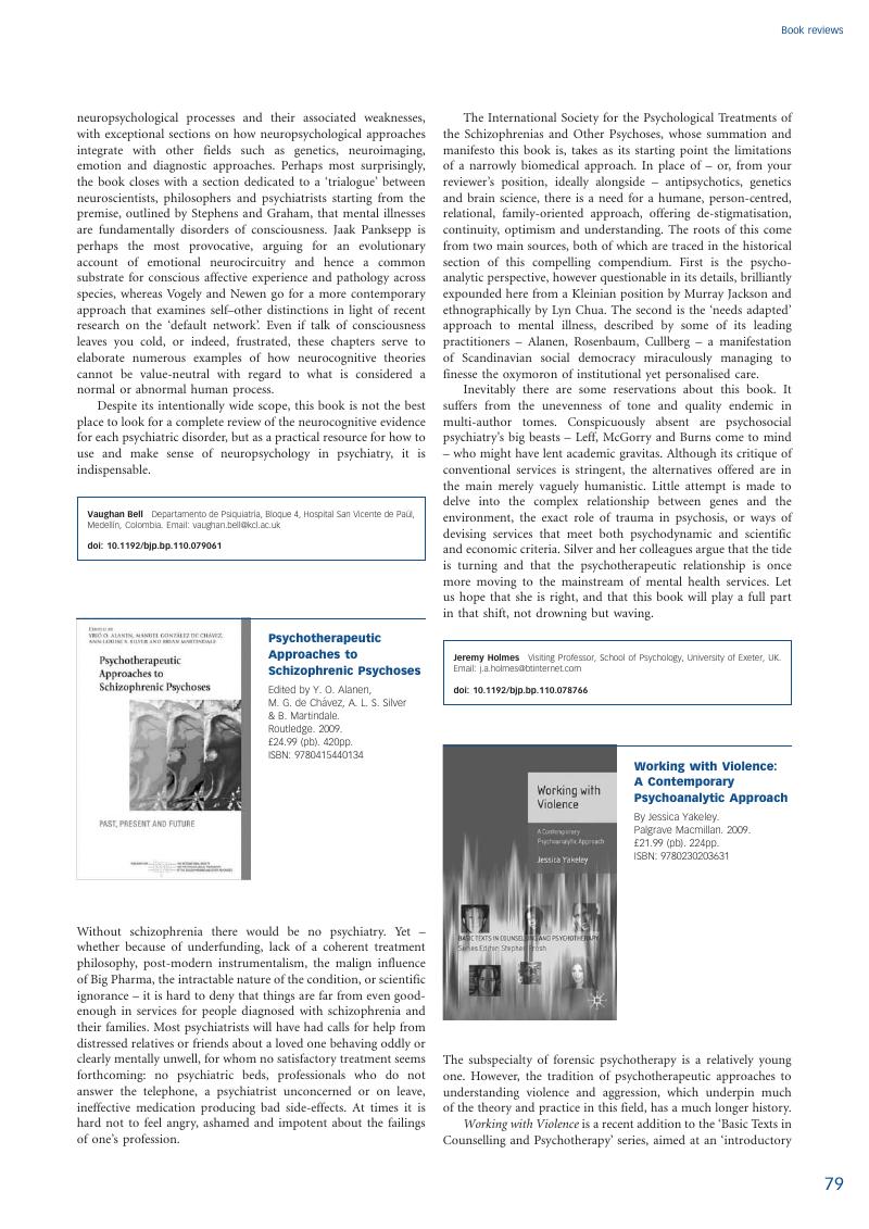 Psychotherapeutic Approaches To Schizophrenic Psychoses Edited By Y O Alanen M G De Chavez A L S Silver B Martindale Routledge 09 24 99 Pb 4pp Isbn The British Journal Of Psychiatry Cambridge Core