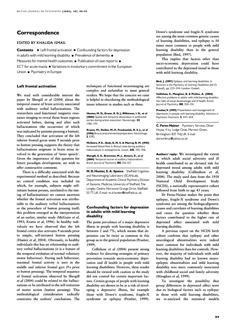 Left Frontal Activation The British Journal Of Psychiatry Cambridge Core