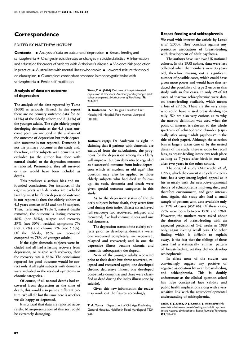 Analysis Of Data On Outcome Of Depression The British Journal Of Psychiatry Cambridge Core