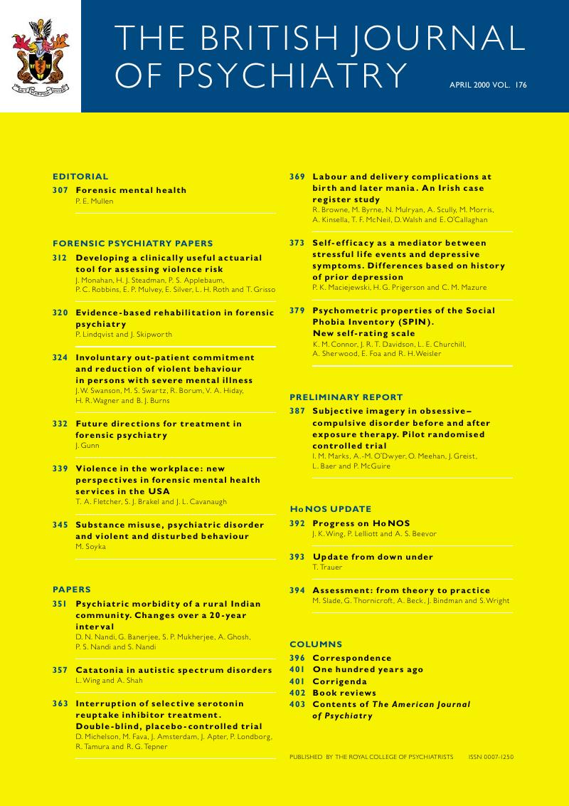 Bjp Volume 176 Issue 4 Cover And Front Matter The British Journal Of Psychiatry Cambridge Core