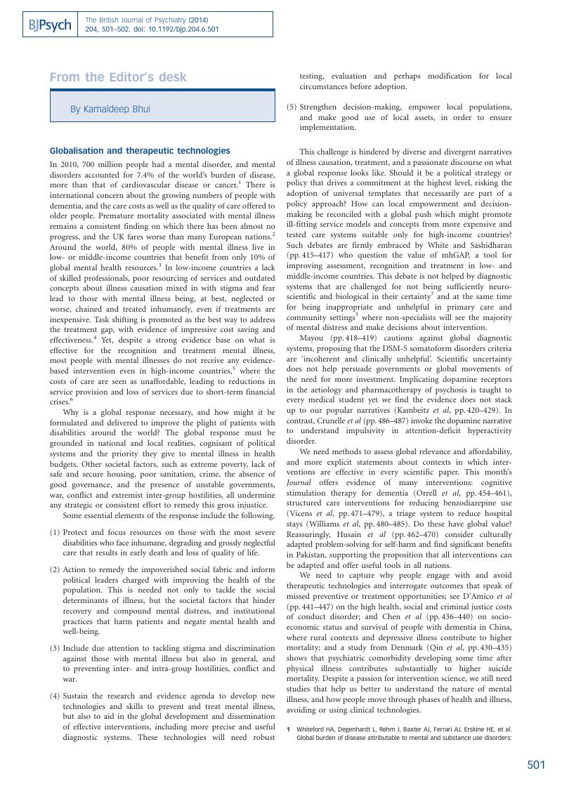 From The Editor S Desk The British Journal Of Psychiatry