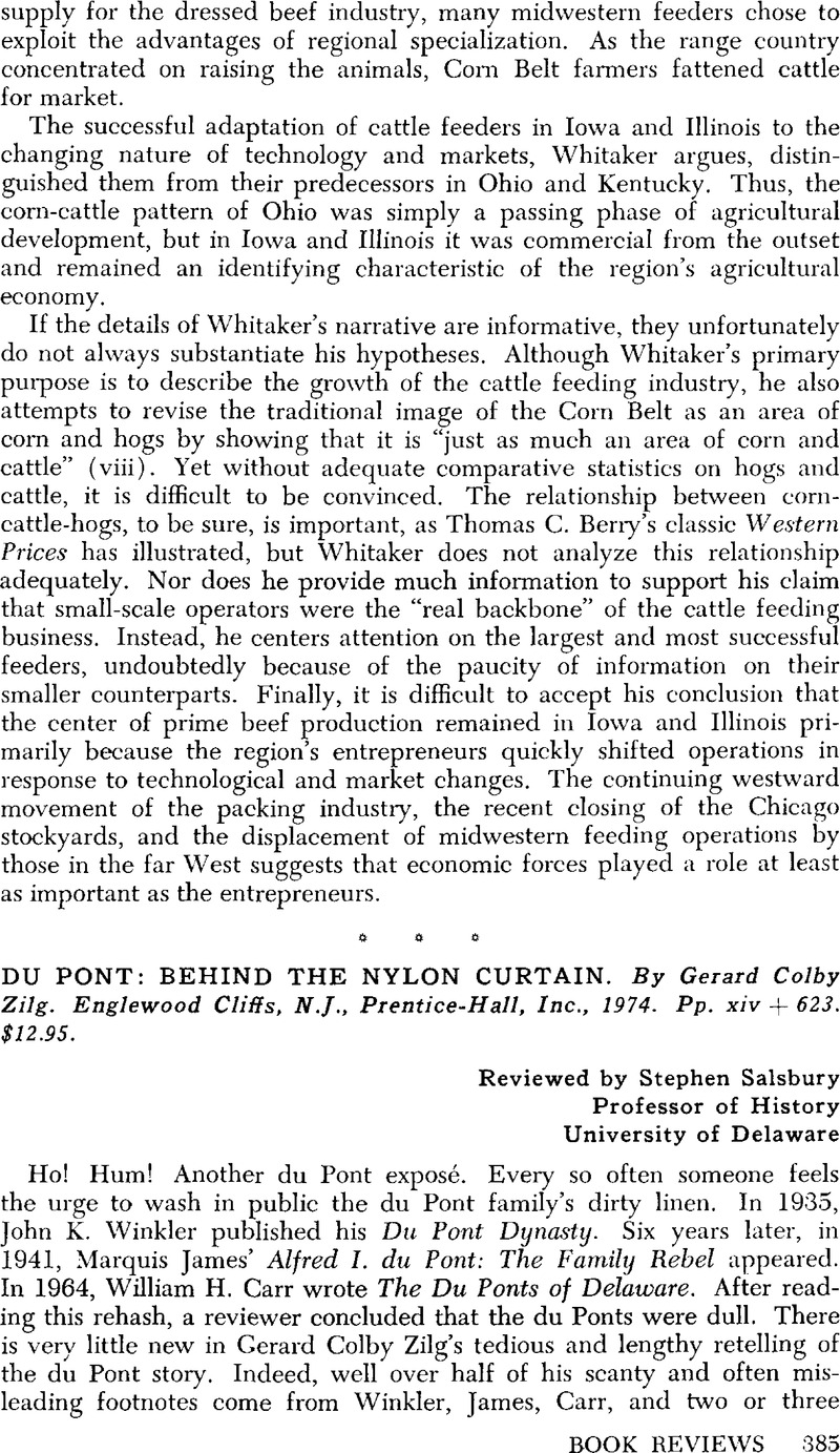 Du Pont Behind The Nylon Curtain By Gerard Colby Zilg Englewood Cliffs N J Prentice Hall Inc 1974 Pp Xiv 623 12 95 Business History Review Cambridge Core