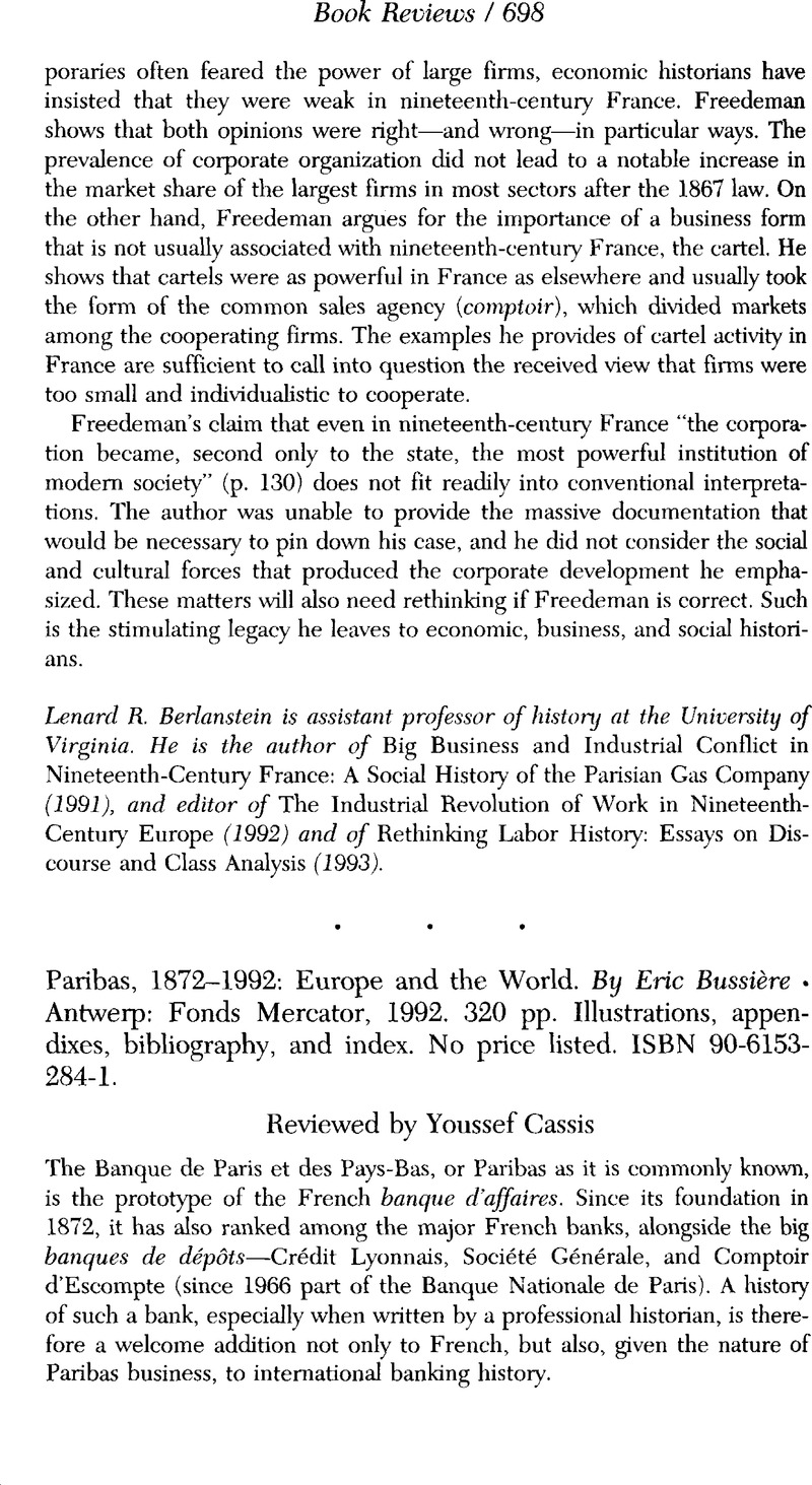Paribas 1872 1992 Europe And The World By Eric Bussiere Antwerp Fonds Mercator 1992 3 Pp Illustrations Appendixes Bibliography And Index No Price Listed Isbn 90 6153 284 1 Business History Review Cambridge Core