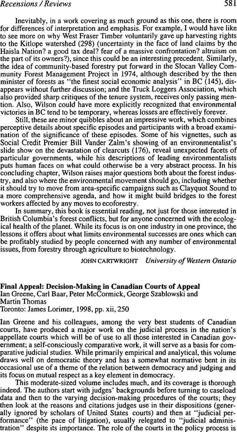 Decision-Making in Canadian Courts of Appeal Final Appeal