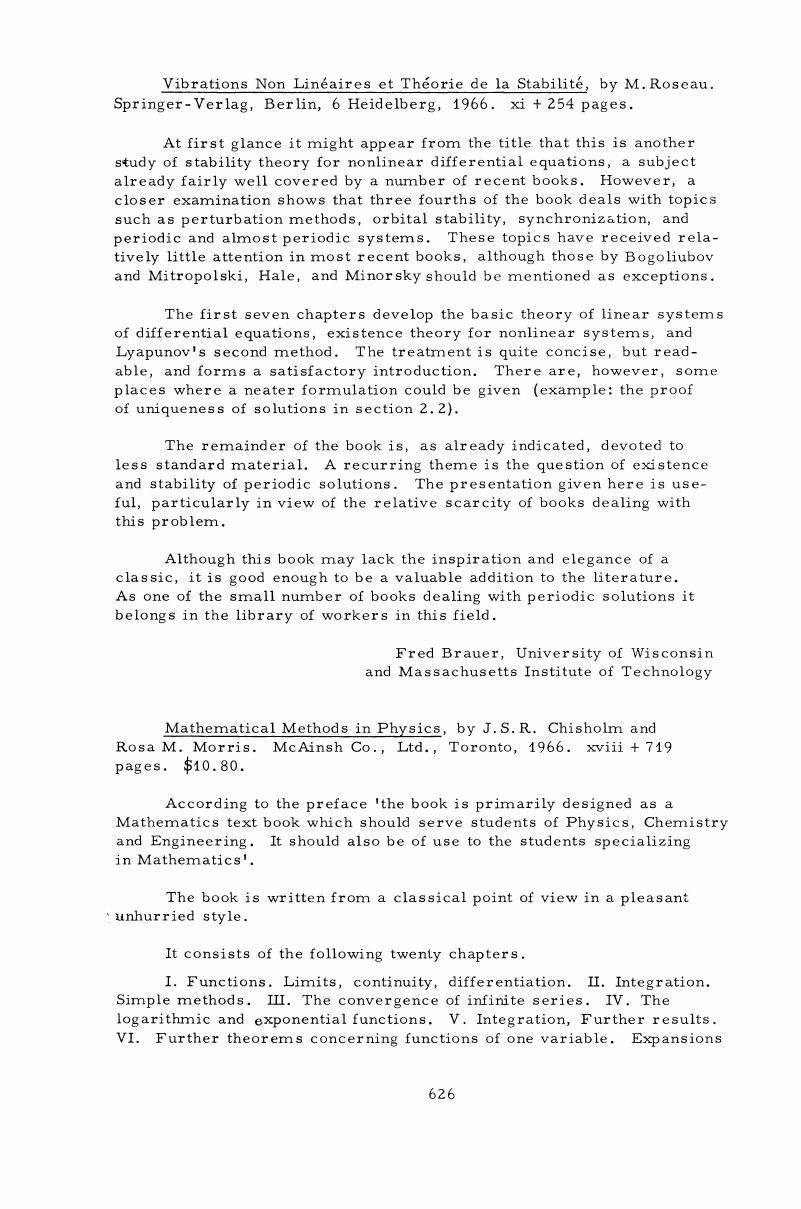 Vibrations Non Lineaires Et Theorie De La Stabilite By M Roseau Springer Verlag Berlin 6 Heidelberg 1966 Xi 254 Pages Canadian Mathematical Bulletin Cambridge Core