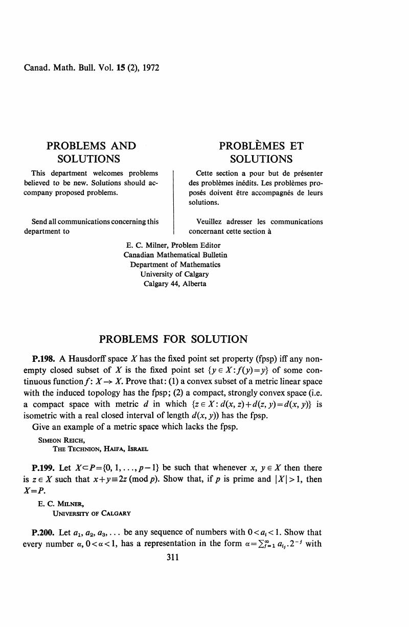 Problems For Solution Canadian Mathematical Bulletin Cambridge Core