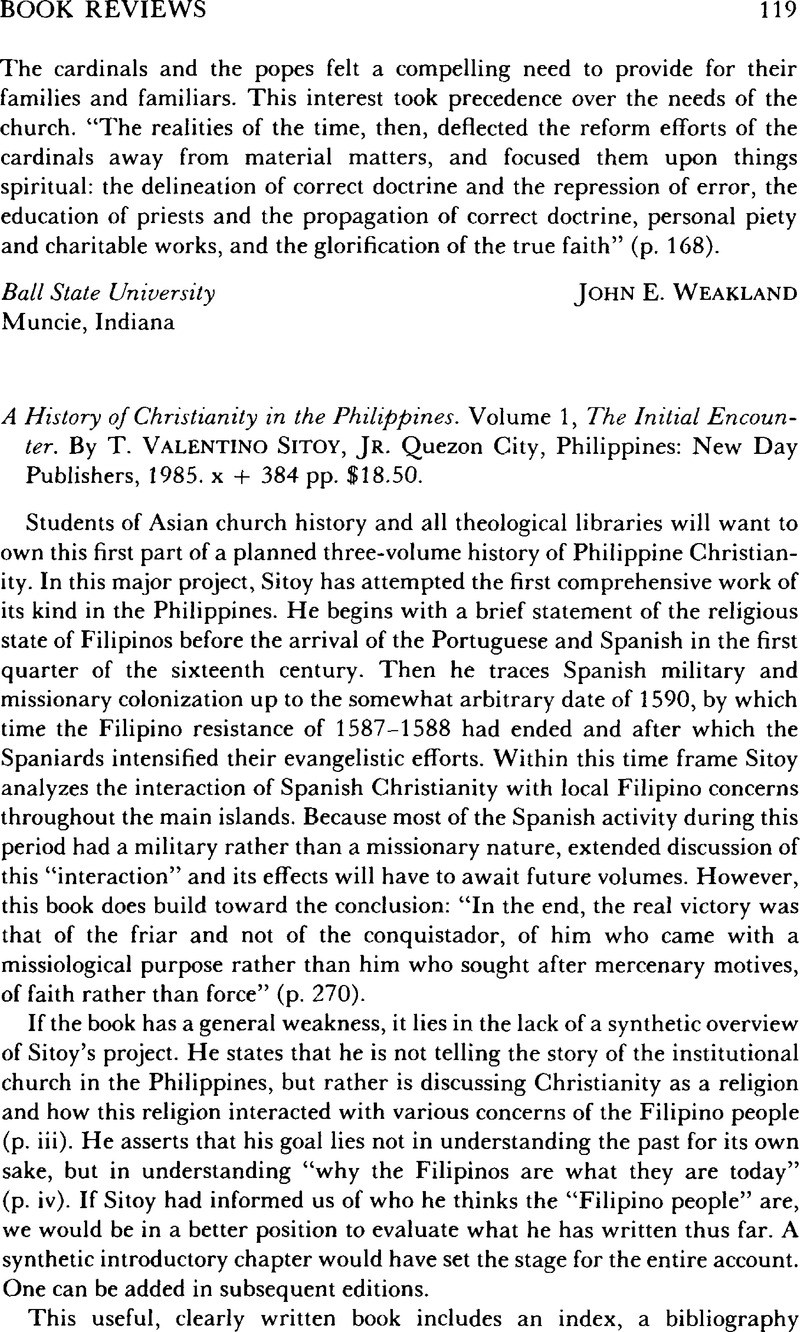 A History of Christianity in the Philippines. Volume 20, The ...