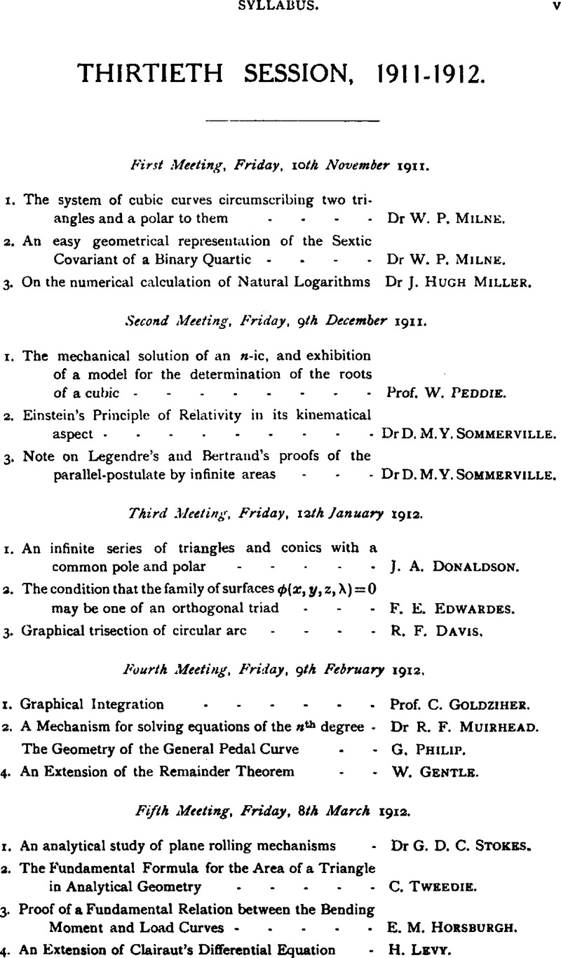 Thirtieth Session 1911 1912 Proceedings Of The Edinburgh Mathematical Society Cambridge Core