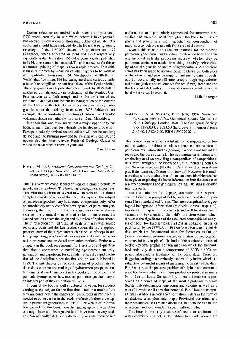 J M Hunt 1995 Petroleum Geochemistry And Geology 2nd Ed Xx 743 Pp New York W H Freeman Price 27 95 Hardcovers Isbn 0 7167 2441 3 Geological Magazine Cambridge Core