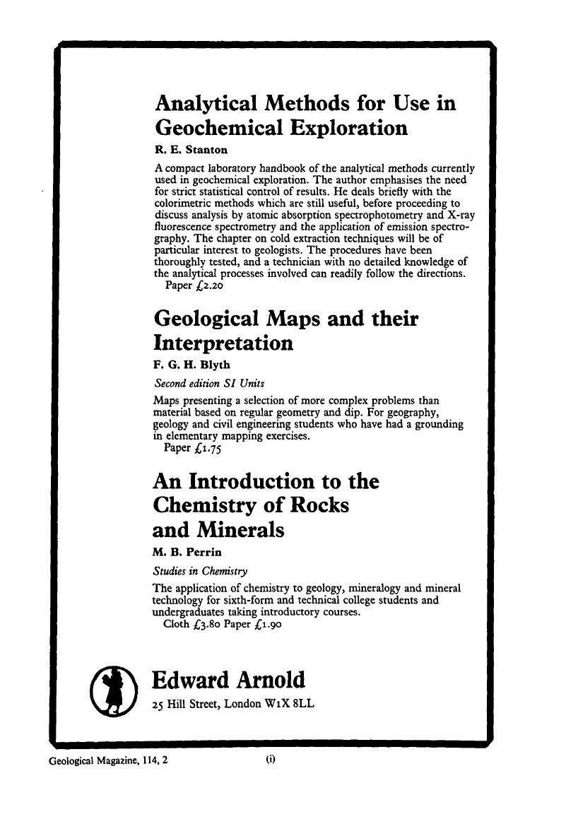 Geo Volume 114 Issue 2 Cover And Back Matter Geological Magazine Cambridge Core