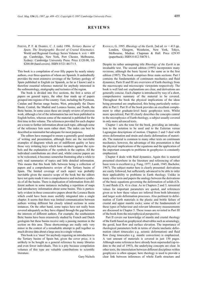Kearey P Vine F J 1996 Global Tectonics 2nd Ed X 333 Pp Oxford Blackwell Science Price 22 50 Paperback Isbn 0 924 3 Geological Magazine Cambridge Core