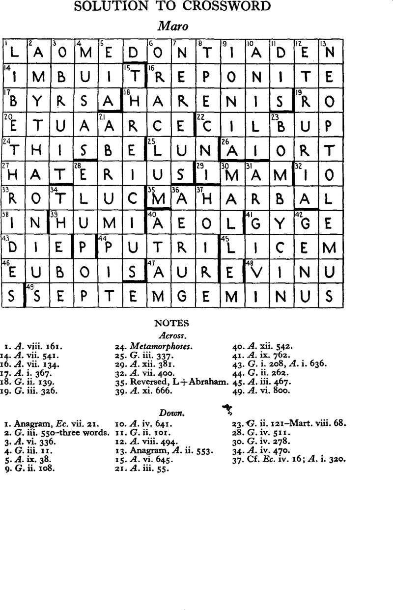 Solution To Crossword Greece Rome Cambridge Core