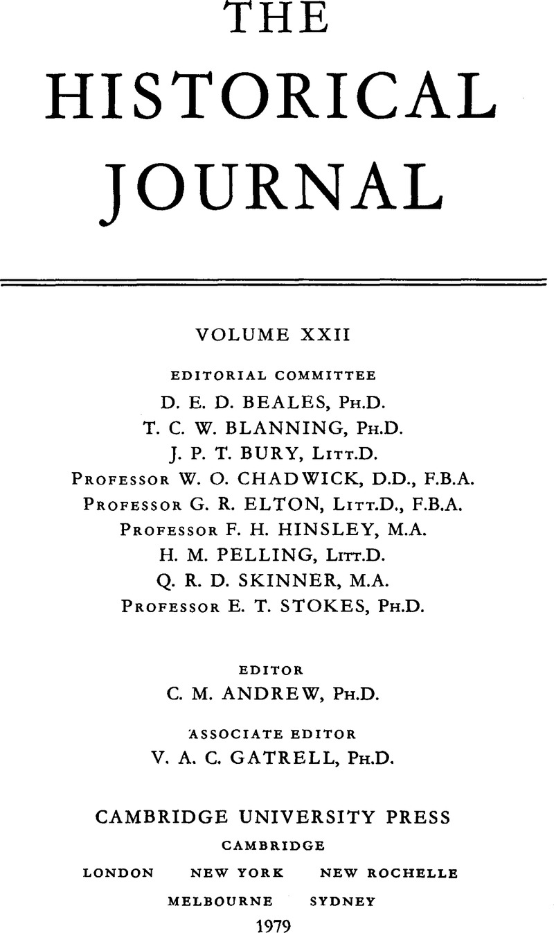 His Volume 22 Issue 1 Front Matter The Historical Journal Cambridge Core