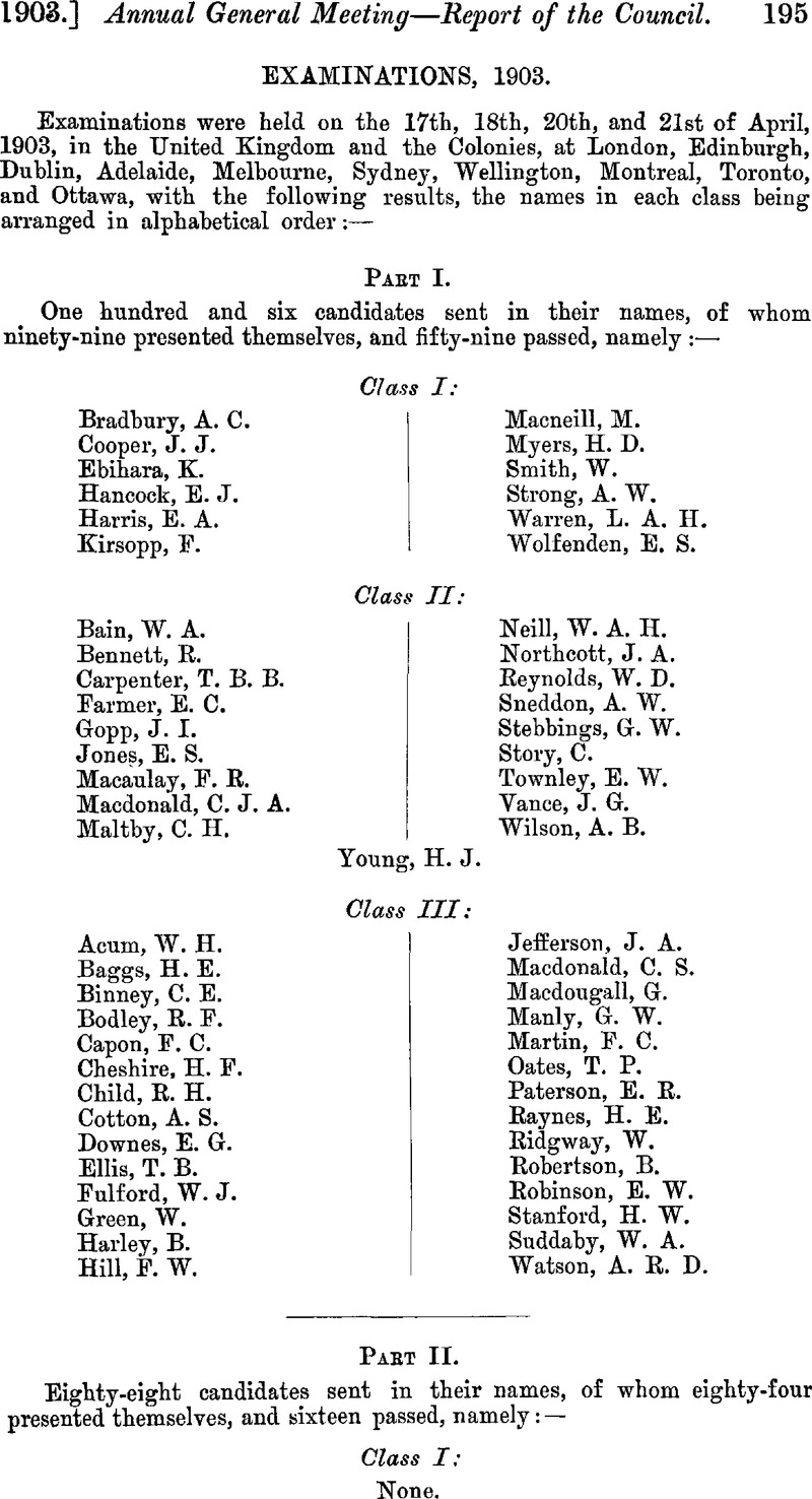 Examinations 1903 Journal Of The Institute Of Actuaries Cambridge Core