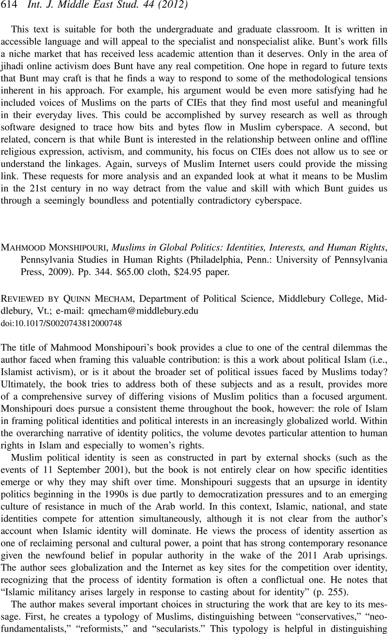 Mahmood Monshipouri Muslims In Global Politics Identities - 