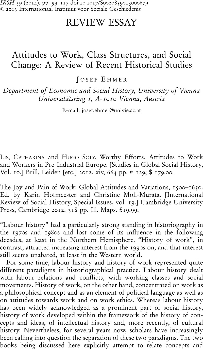 Attitudes To Work Class Structures And Social Change A Review Of Attitudes To Work Class Structures And Social Change A Review Of Recent Historical Studies