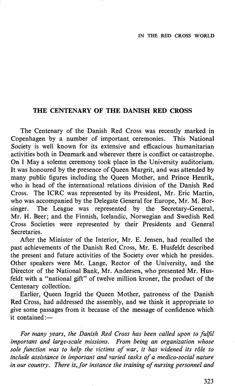 Dangle præst Hovedløse The Centenary of the Danish Red Cross | International Review of the Red  Cross (1961 - 1997) | Cambridge Core