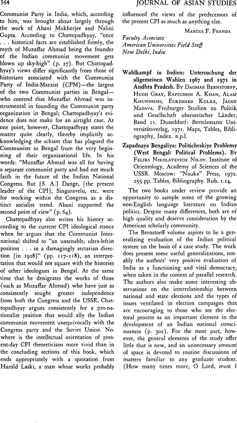 Wahlkampf In Indien Untersuchung Der Allgemeinen Wahlen 1967 And 1971 In Andhra Pradesh By Dagmar Bernstorff Hugh Gray Rafiuddin A Khan Alam Khundmiri Eckehard Kulke Jagan Madava Freiburger Studien Zu Politik Und