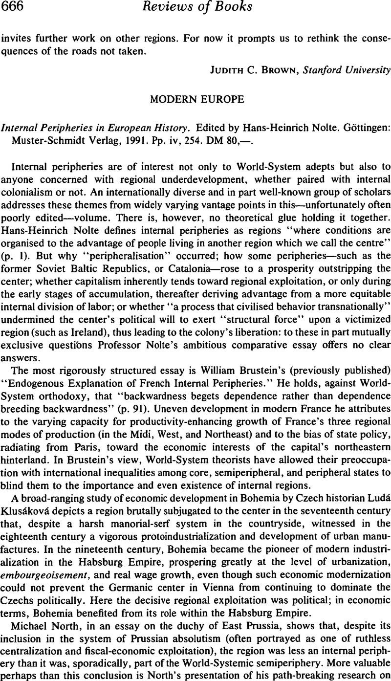 Modern Europe Internal Peripheries In European History Edited By Hans Heinrich Nolte Gottingen Muster Schmidt Verlag 1991 Pp Iv 254 Dm 80 The Journal Of Economic History Cambridge Core