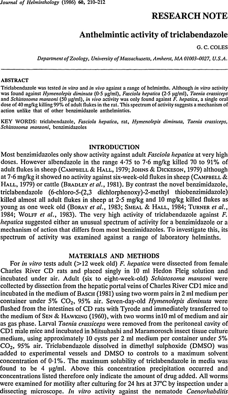 Anthelmintic activity of allium sativum, Anthelmintic activity methods