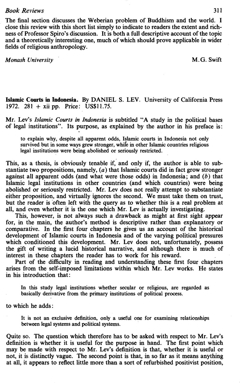 Islamic Courts In Indonesia By S Lev Daniel University Of California Press1972 281 Xiipp Price Us 11 75 Journal Of Southeast Asian Studies Cambridge Core