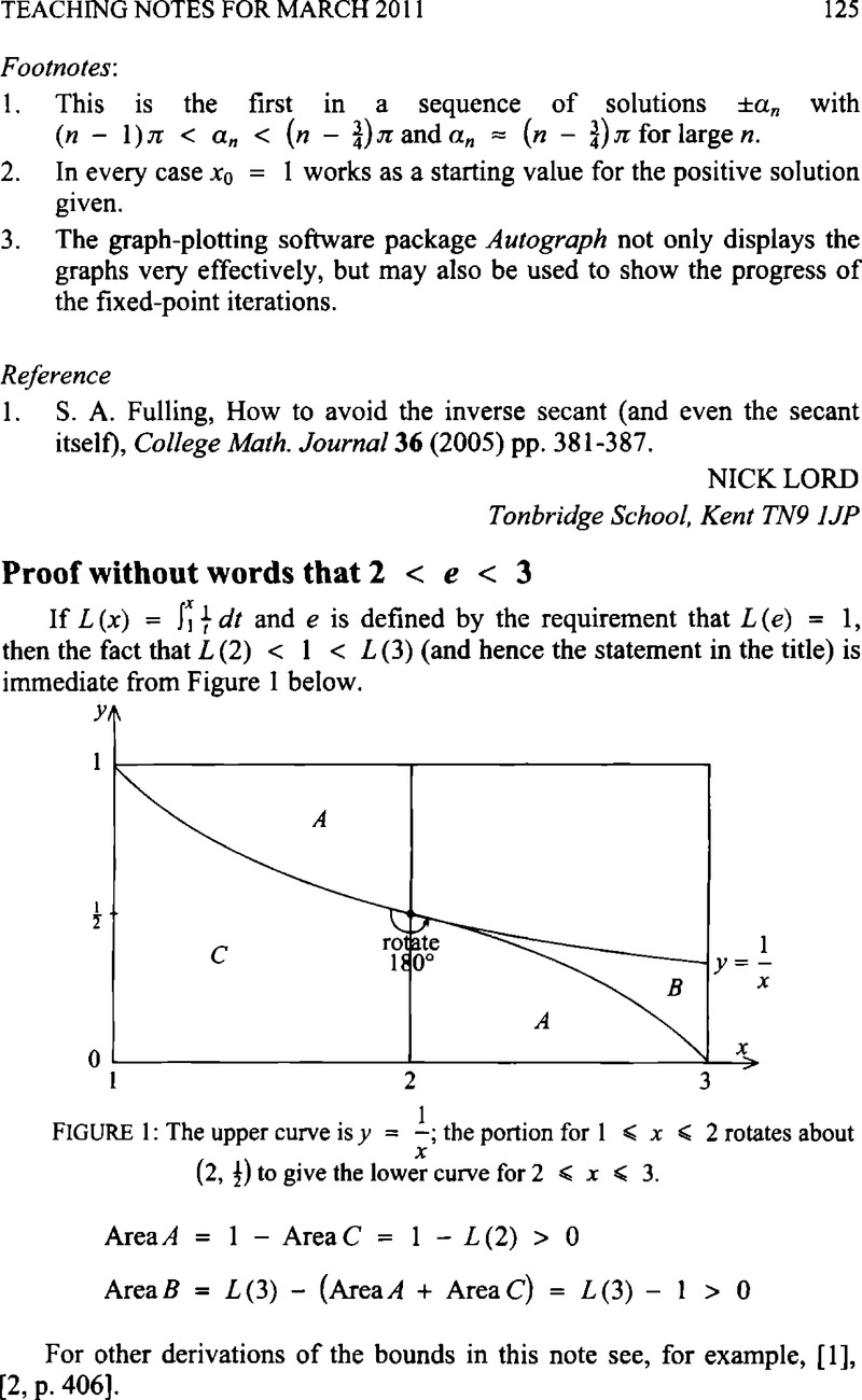 Proof Without Words That 2 E 3 The Mathematical Gazette Cambridge Core