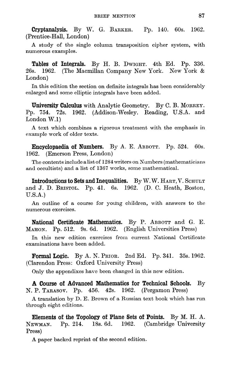 National Certificate Mathematics By P Abbott And G E Mahon Pp 512 9s 6d 1962 English Universities Press The Mathematical Gazette Cambridge Core