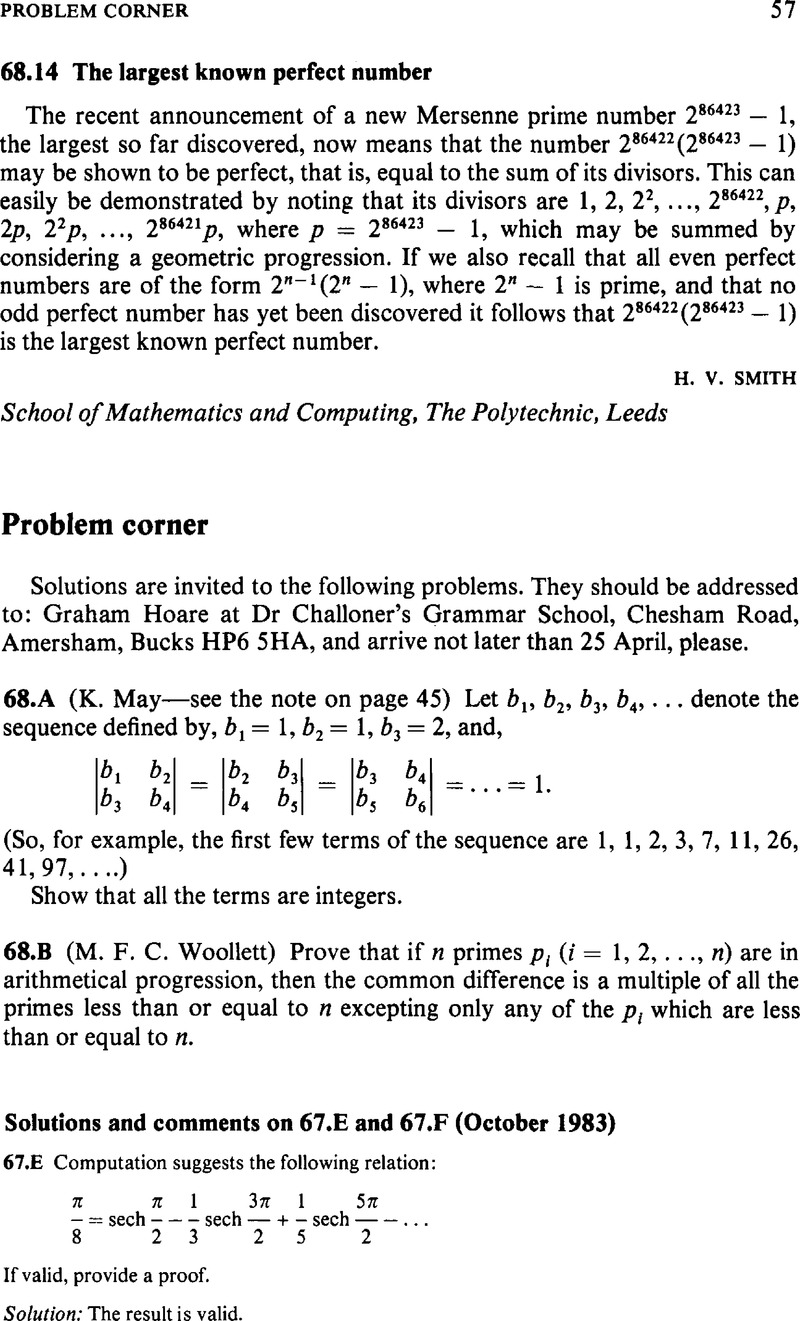 Problem Corner The Mathematical Gazette Cambridge Core