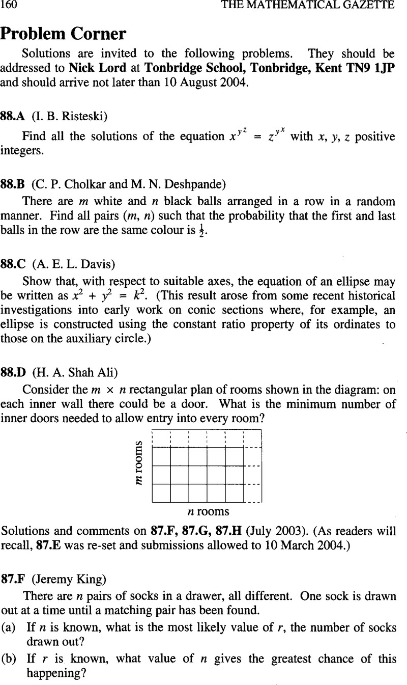 Problem Corner The Mathematical Gazette Cambridge Core