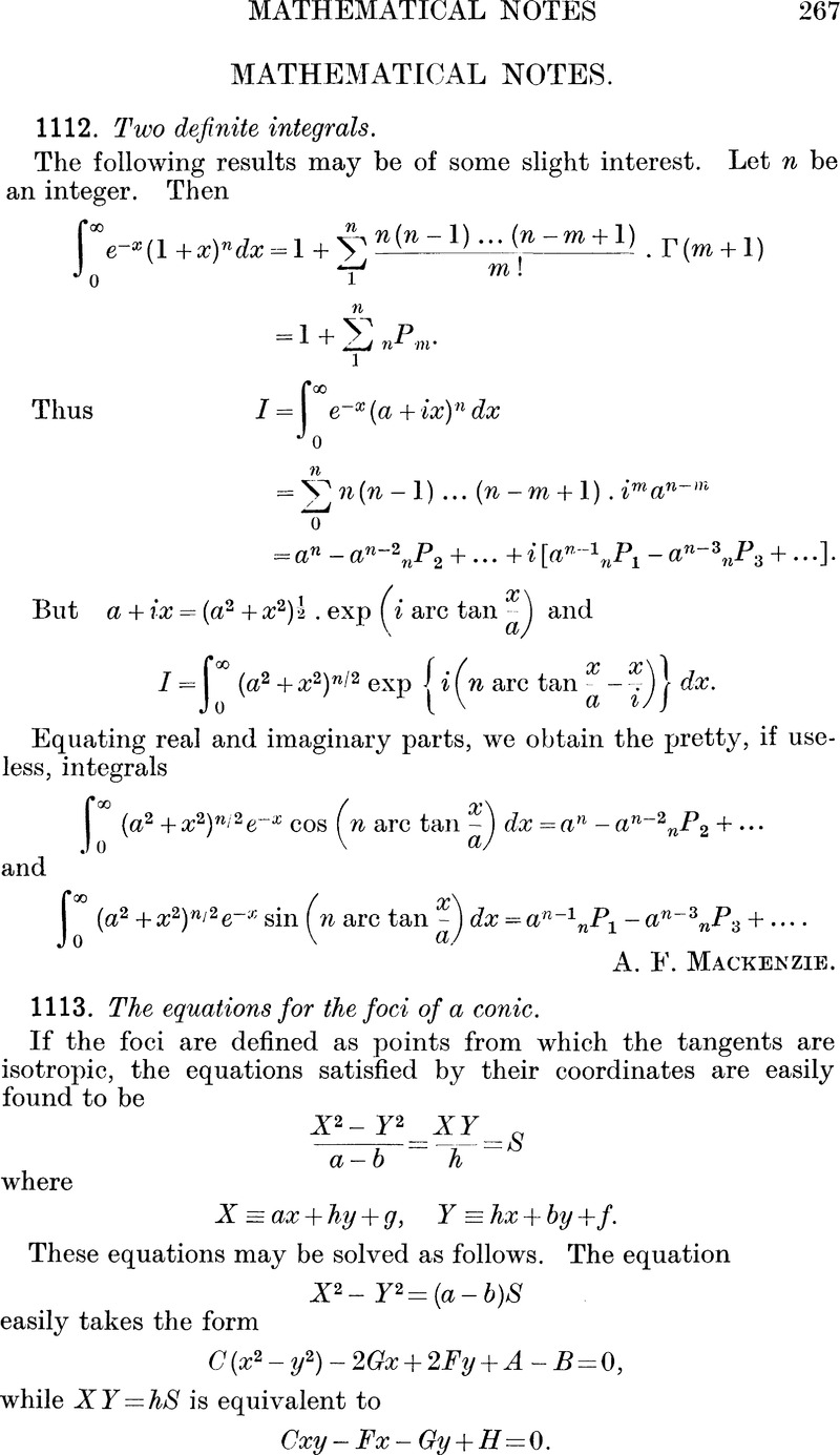 1113 The Equations For The Foci Of A Conic The Mathematical Gazette Cambridge Core