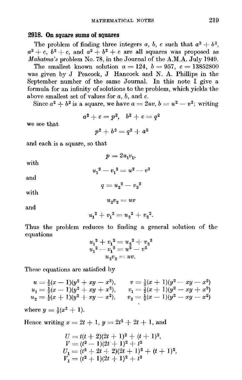 2918 On Square Sums Of Squares The Mathematical Gazette Cambridge Core