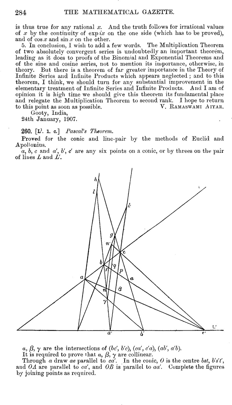 260 L1 1 C Pascal S Theorem The Mathematical Gazette Cambridge Core