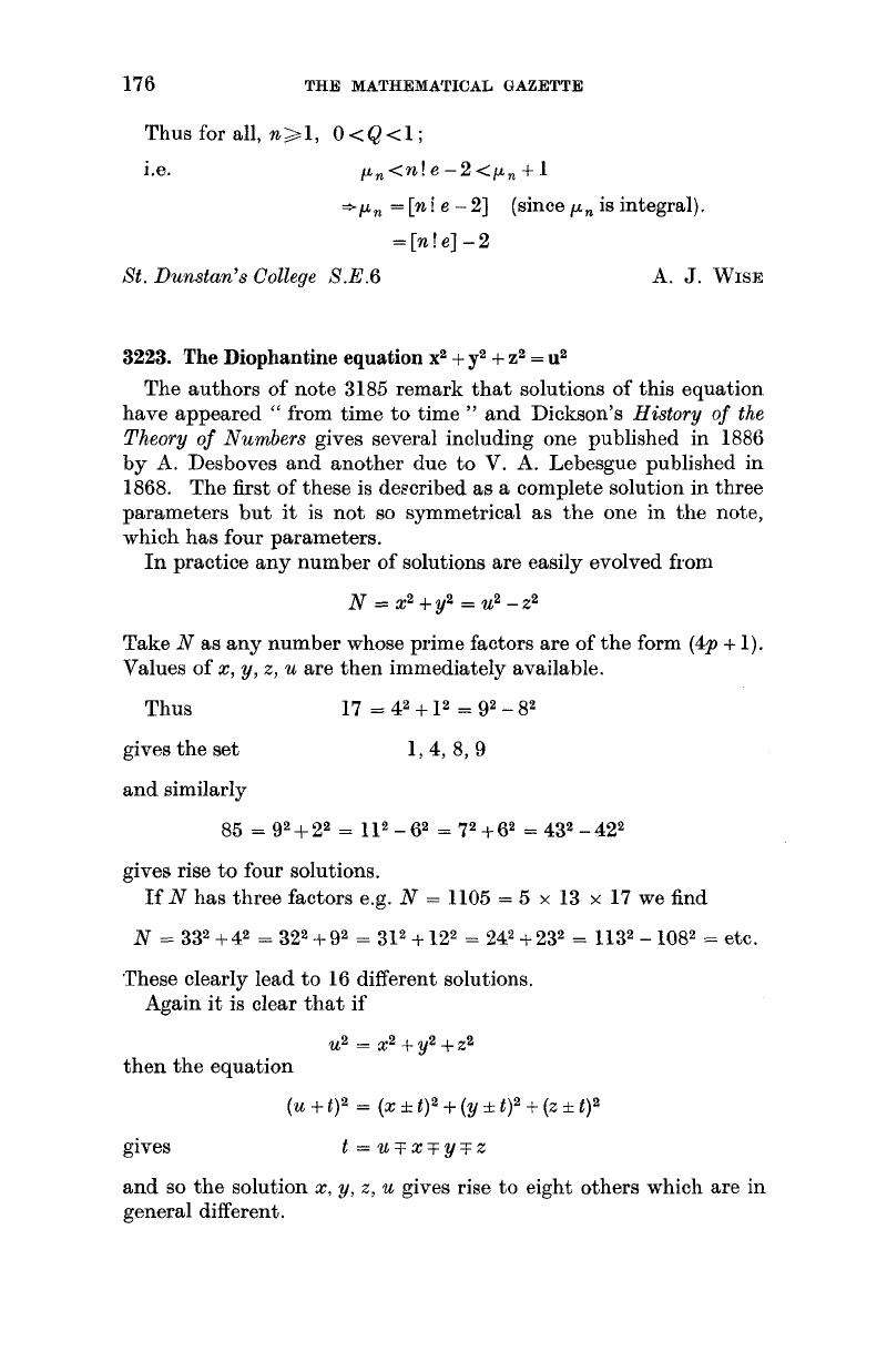 3223 The Diophantine Equation X2 Y2 Z2 U2 The Mathematical Gazette Cambridge Core
