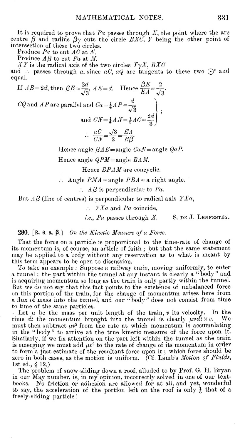 280 R 6 A Ss On The Kinetic Measure Of A Force The Mathematical Gazette Cambridge Core