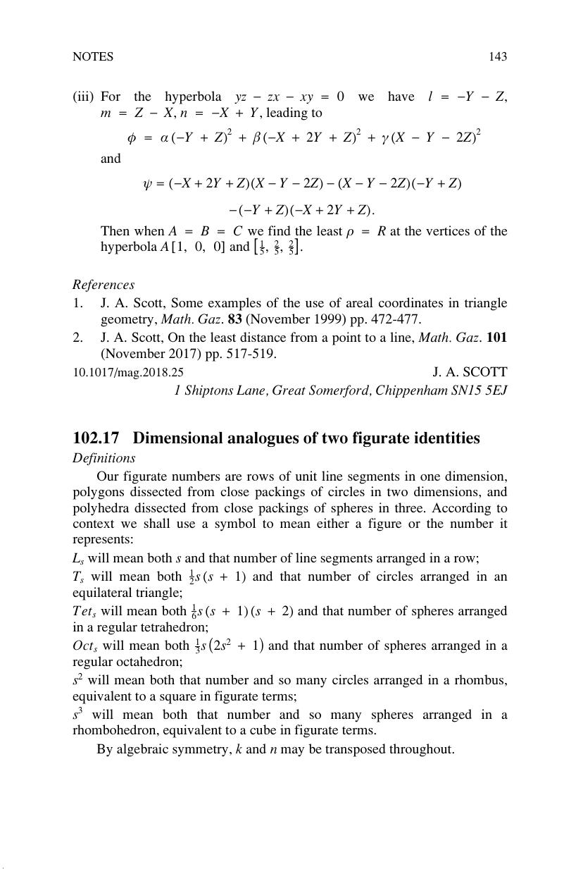 102 17 Dimensional Analogues Of Two Figurate Identities The Mathematical Gazette Cambridge Core