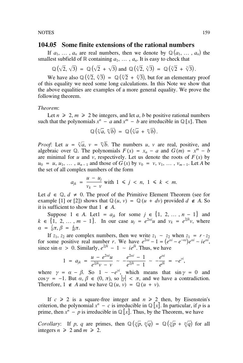 104 05 Some Finite Extensions Of The Rational Numbers The Mathematical Gazette Cambridge Core