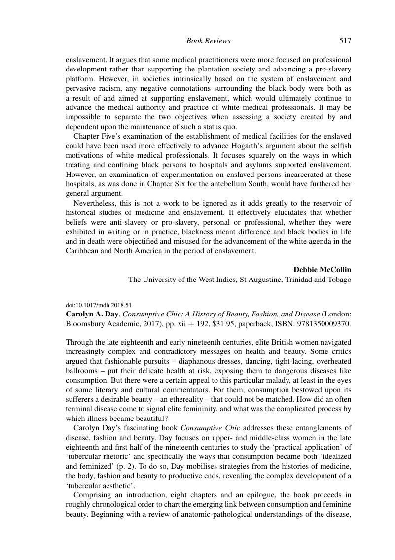 Carolyn A Day Consumptive Chic A History Of Beauty Fashion And Disease London Bloomsbury Academic 17 Pp Xii 192 31 95 Paperback Isbn Medical History Cambridge Core