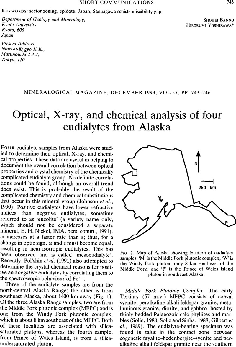 Optical X Ray And Chemical Analysis Of Four Eudialytes From Alaska Mineralogical Magazine Cambridge Core