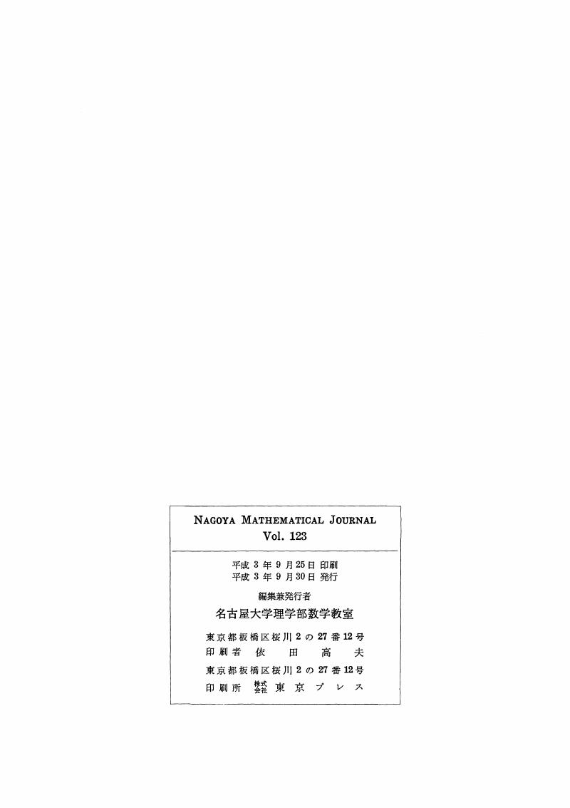 Nmj Volume 123 Cover And Back Matter Nagoya Mathematical Journal Cambridge Core