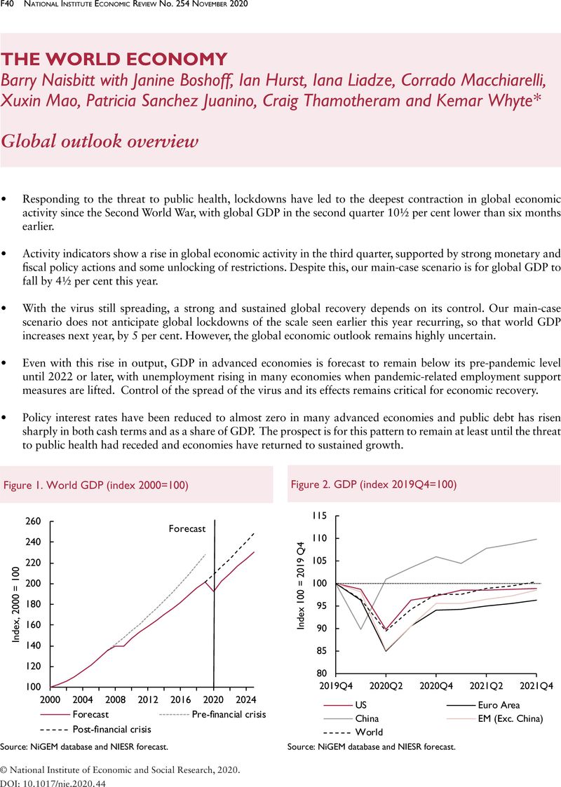 The World Economy Global Outlook Overview National Institute Economic Review Cambridge Core