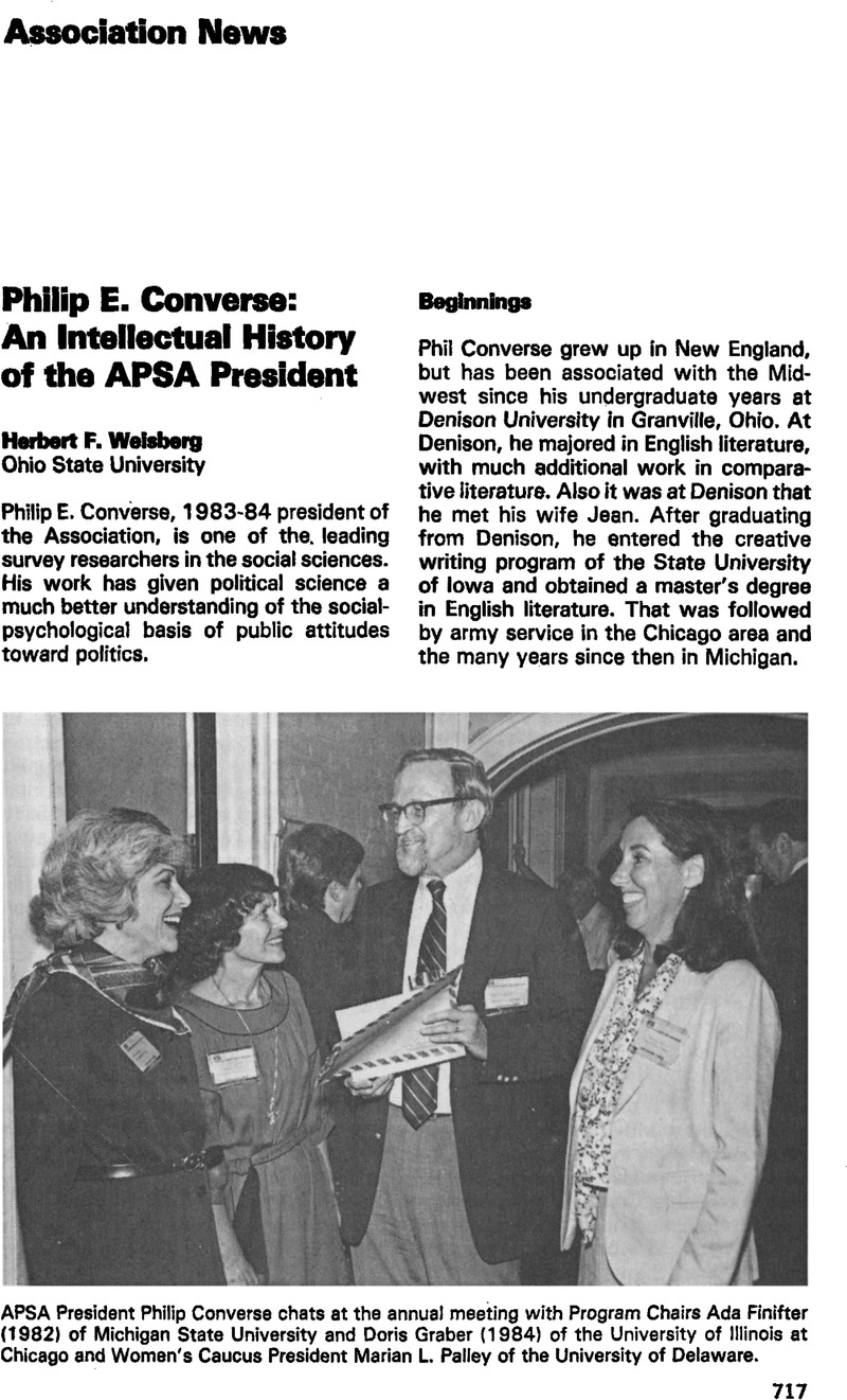 Philip E. Converse: An Intellectual History of the APSA President | PS:  Political Science & Politics | Cambridge Core