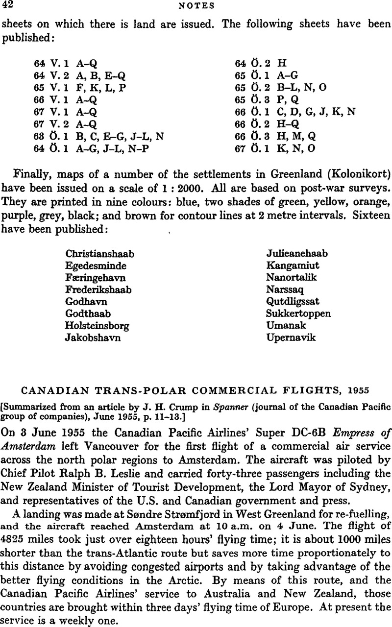 Canadian Trans Polar Commercial Flights 1955 Polar Record Cambridge Core
