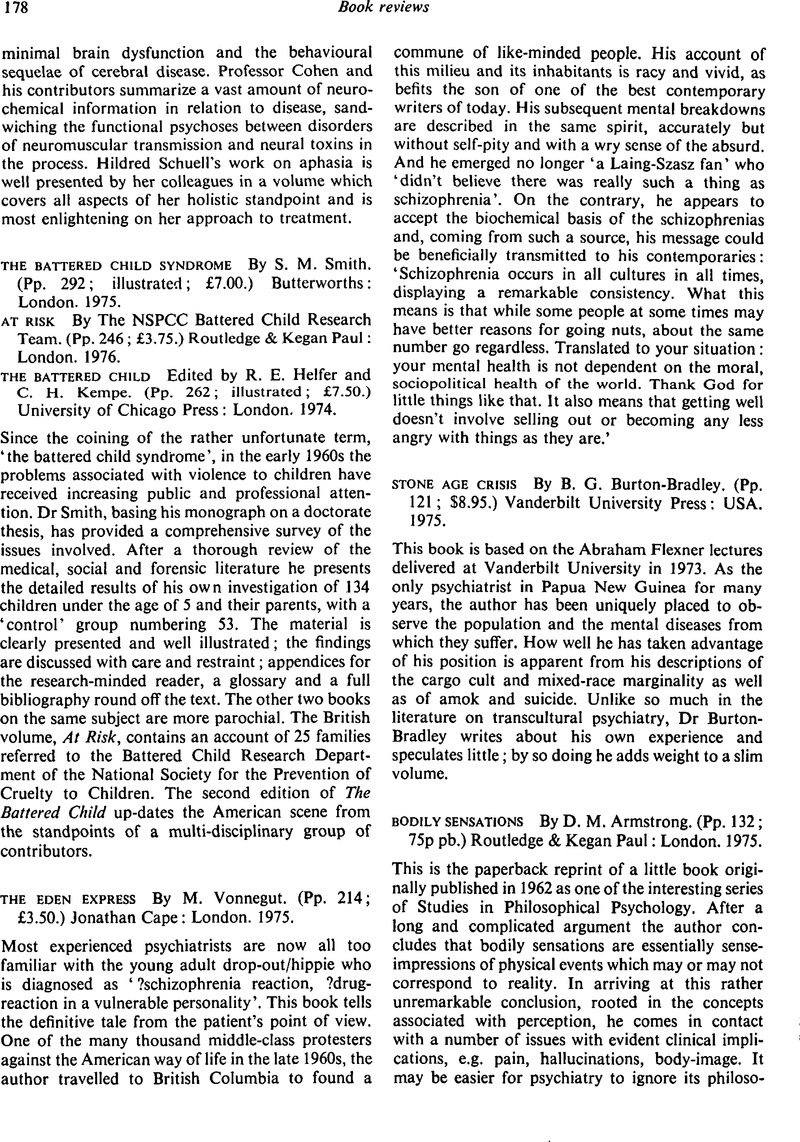 The Eden Express By M. Vonnegut. (Pp. 214; £.) Jonathan Cape: London.  1975. | Psychological Medicine | Cambridge Core