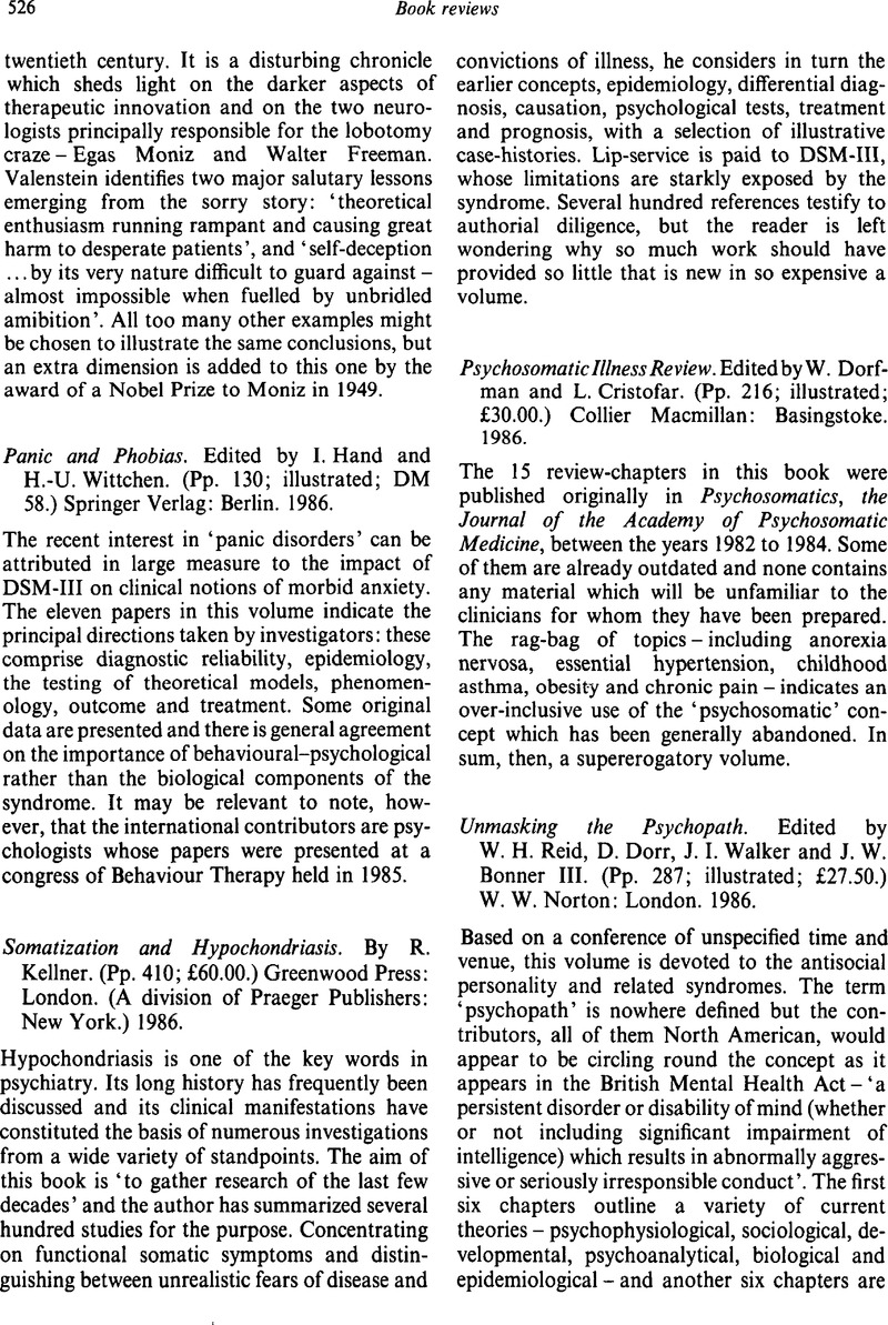 Unmasking The Psychopath Edited By W H Reid D Dorr J I Walker And J W Bonneriii Pp 287 Illustrated A 27 50 W W Norton London 1986 Psychological Medicine Cambridge Core
