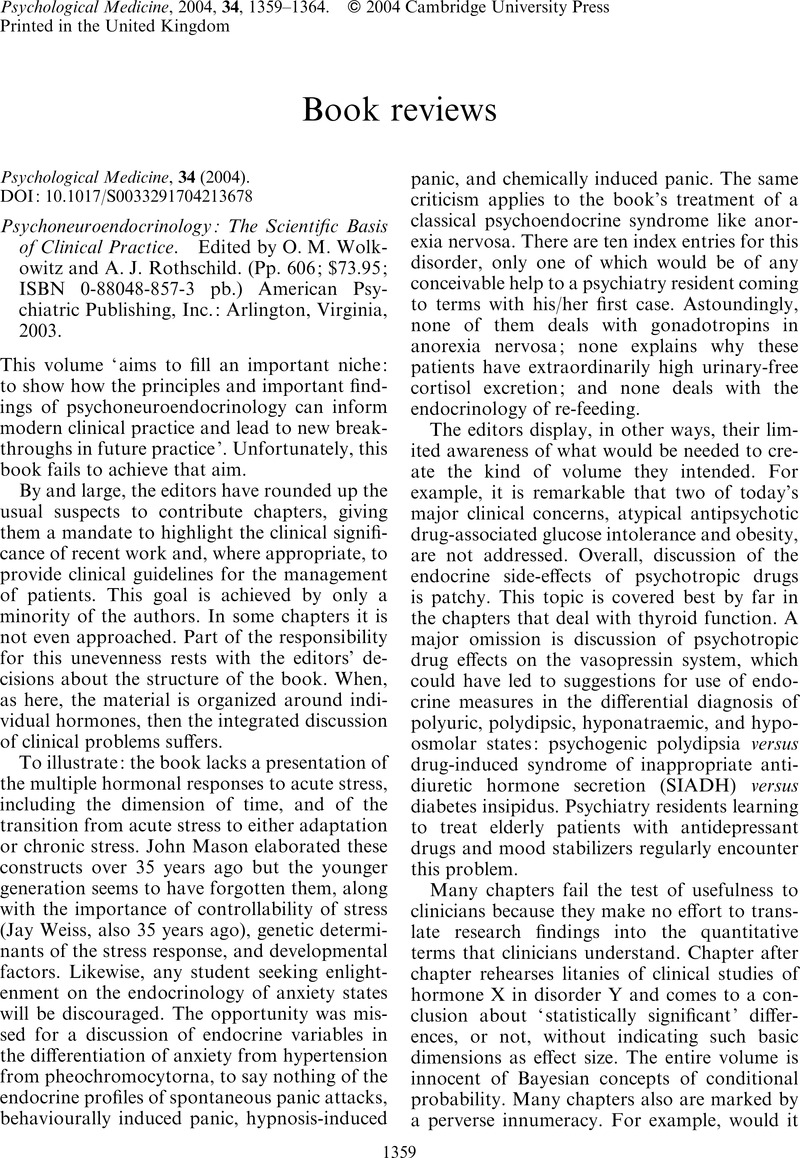 The Concepts Of Psychiatry A Pluralistic Approach To The Mind And Mental Illness By S Nassir Ghaemi Pp 384 49 95 Isbn 0 801 873770 The Johns Hopkins University Press Baltimore 2003 Psychological Medicine Cambridge Core