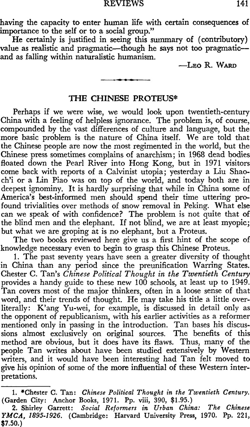 The Chinese Proteus 1 Chester C Tan Chinese Political Thought