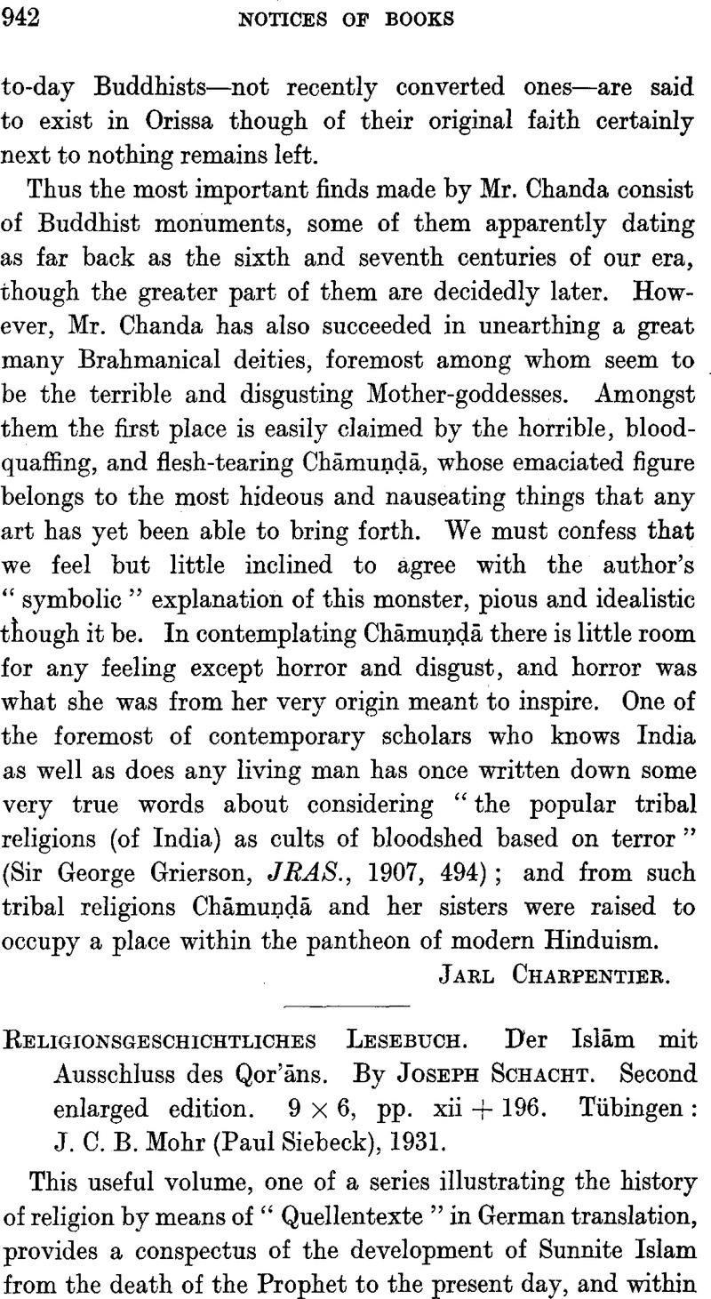 Religionsgeschichtliches Lesebuch Der Islam Mit Ausschluss Des Qor Ans By Joseph Schacht Second Enlarged Edition 9 6 Pp Xii 196 Tubingen J C B Mohr Paul Siebeck 1931 Journal Of The Royal Asiatic Society Cambridge Core