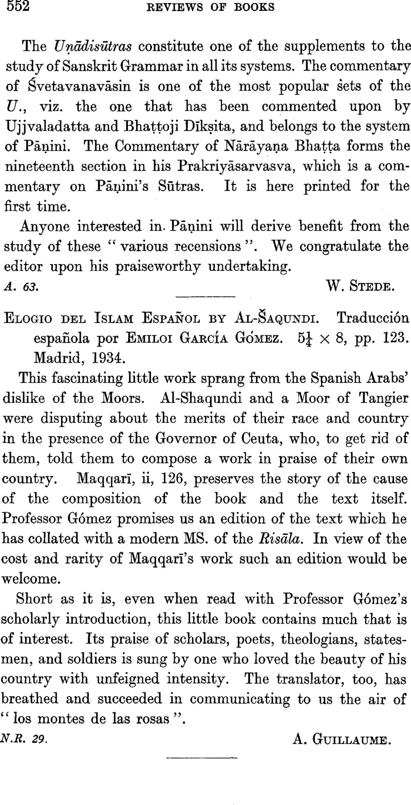 Elogio Del Islam Espanol By Al Saqundi Traduccion Espanola Por Emiloi Garcia Gomez 5 8 Pp 123 Madrid 1934 Journal Of The Royal Asiatic Society Cambridge Core